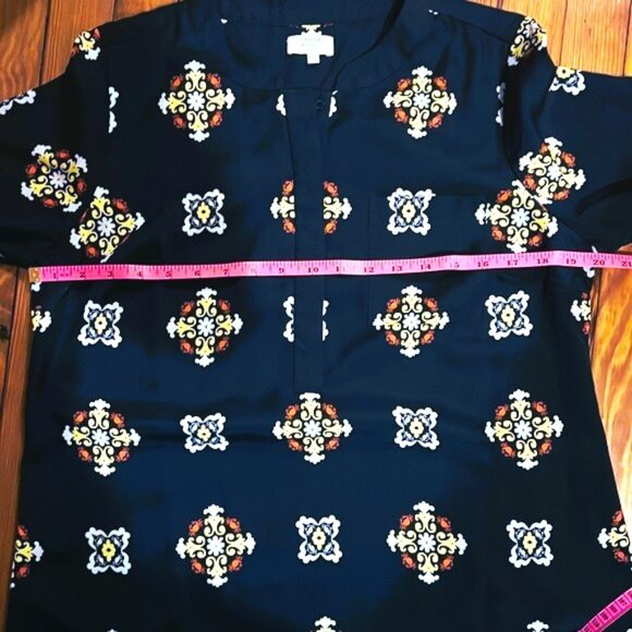 👗 Crown & Ivy Dress Navy Design Lined Dress size 12P white yellow Buttons crown - Picture 5 of 12